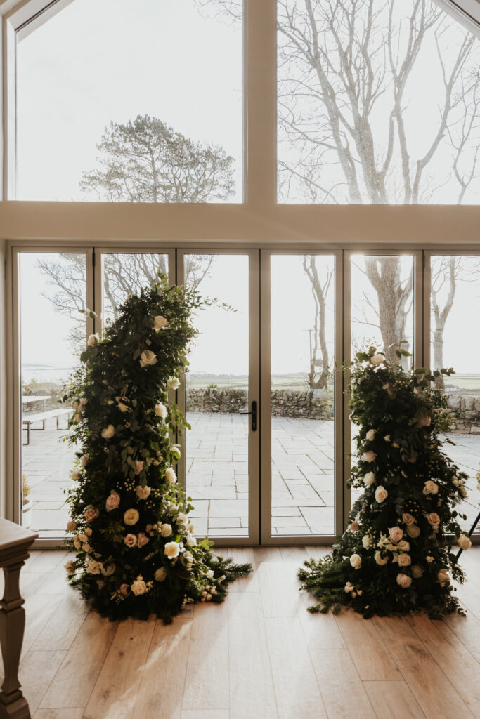 festive wedding - luxury aisle flower installation