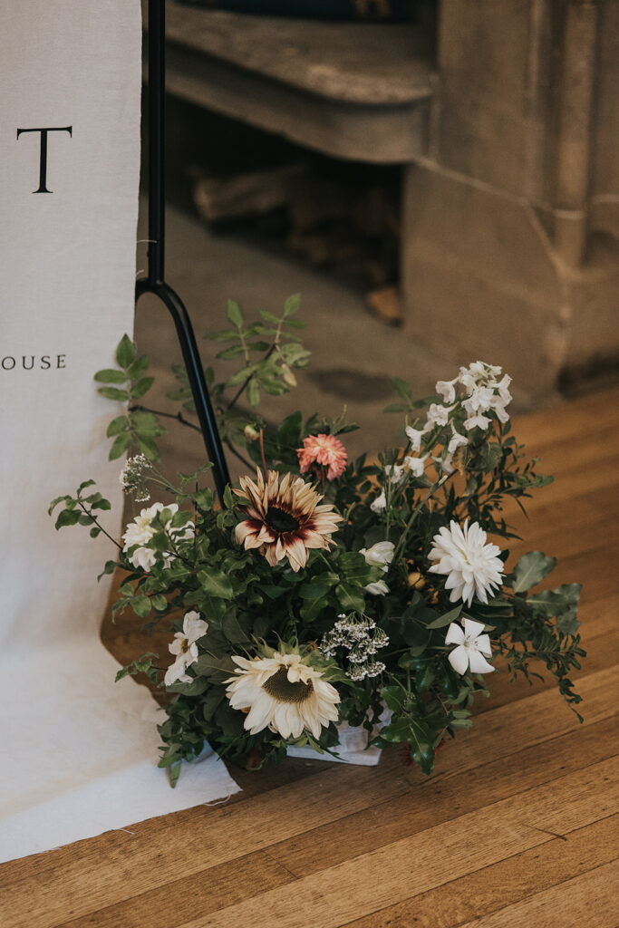 Wedding ceremony flowers and styling by Wildflower & Willow